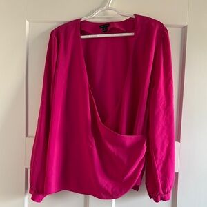 Ann Taylor Mock Wrap Front Women's Pink Blouse